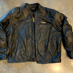 Harley Davidson FXRG Black Leather Padded Motorcycle Jacket Men’s XXL